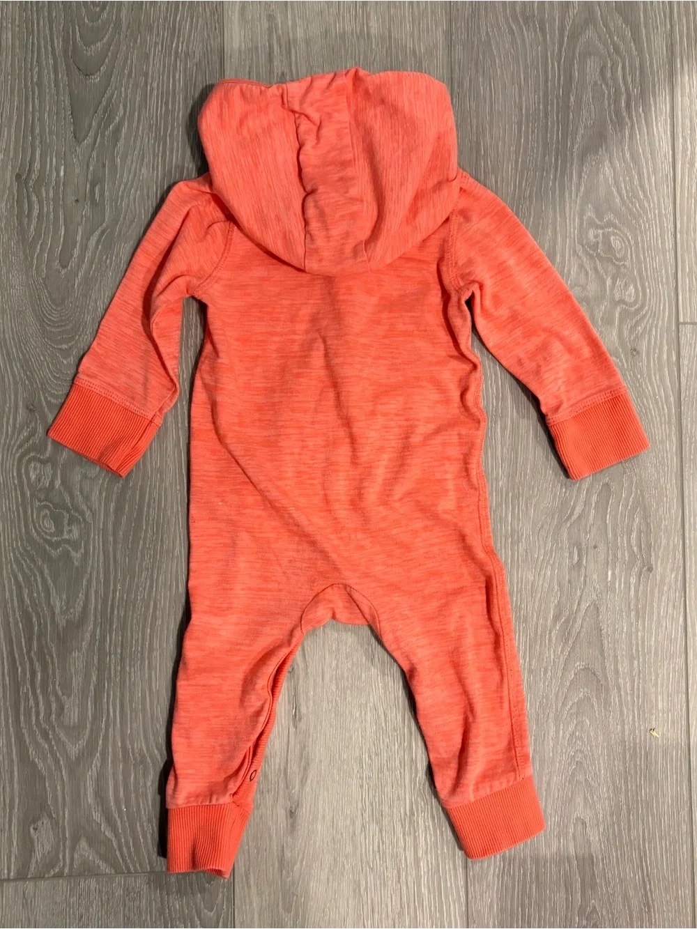 Coral Floral Hooded One-Piece Romper for Babies . Size 9 months